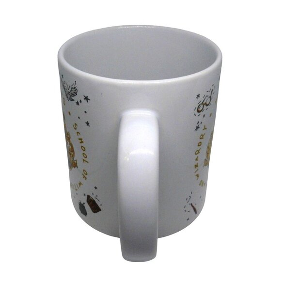 Harry Potter Hogwarts Crest Ceramic Coffee Tea Mug Silver Buffalo White & Gold - Picture 7 of 7
